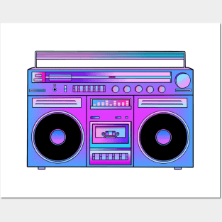 Musical Cotton Candy Blue Pink Boombox Posters and Art